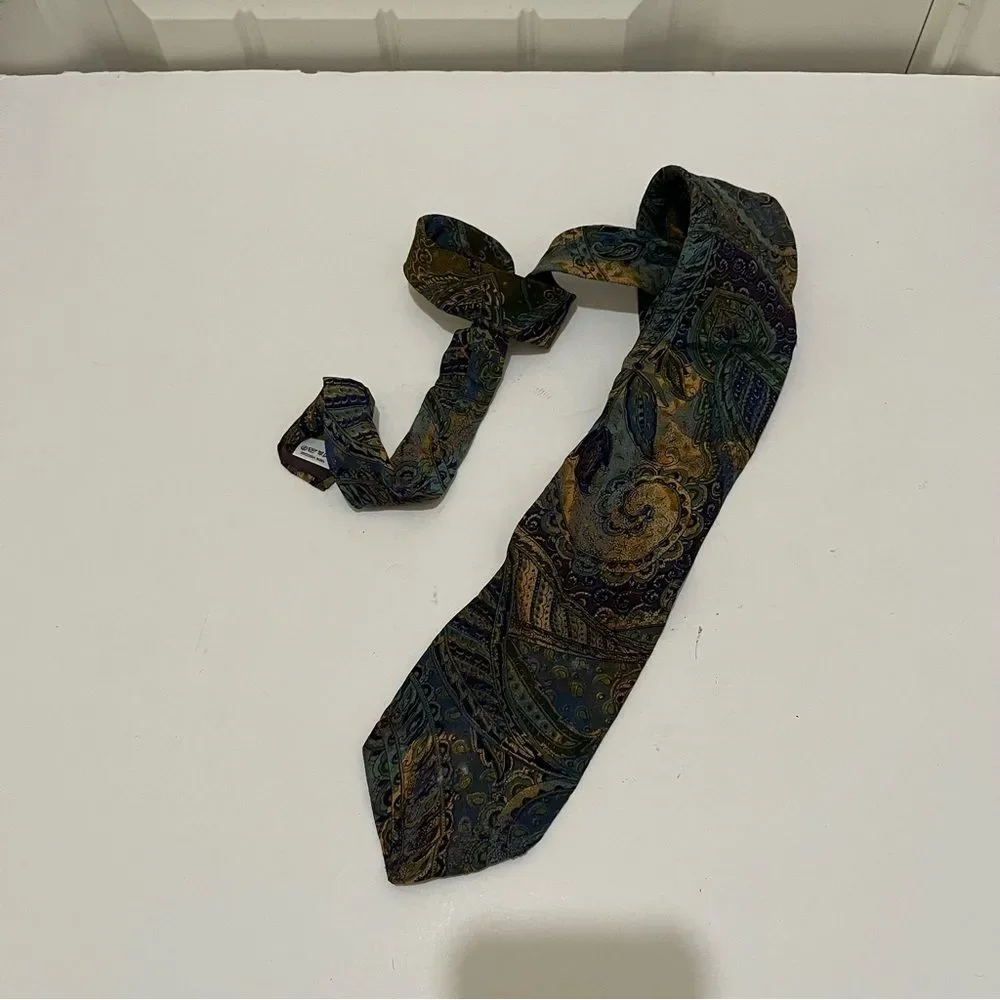 Havana Fashion Tie Rack Paisley Blue Green Viscose Mens Neck Tie Career
